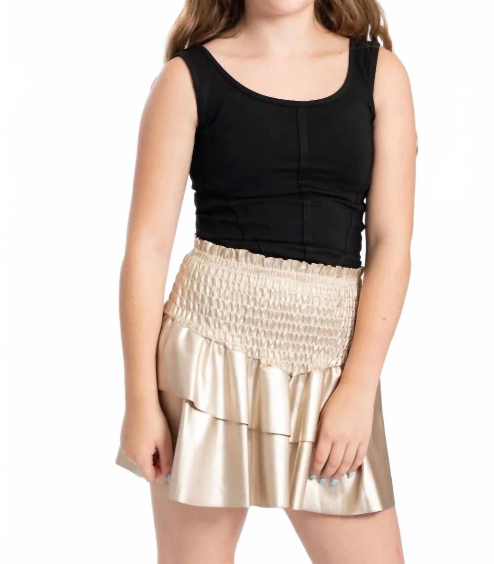NEW CHERYL CREATIONS girls julia leather skirt in gold
